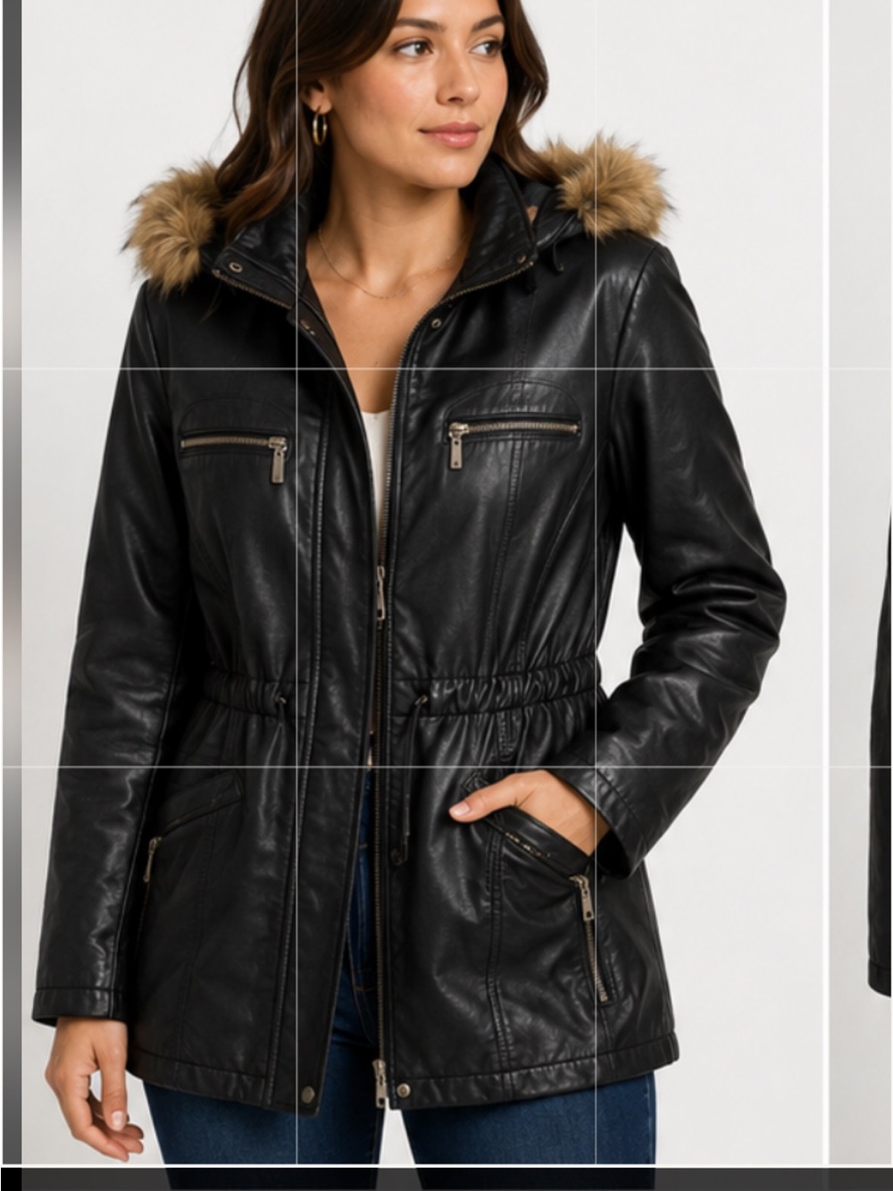 Juliet Michelle leather parka jacket size L matrix